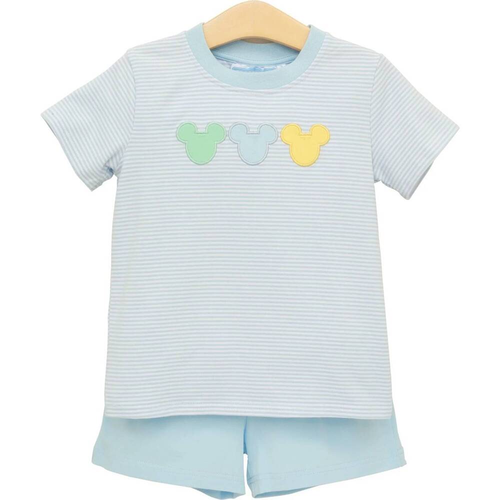 NEW TROTTER STREET KIDS kids cheerful ears applique shorts set in blue